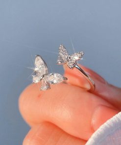 Double Butterfly Sparkle Ring